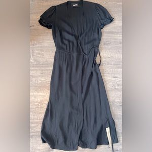 Reformation Black Midi Wrap Dress Size Small